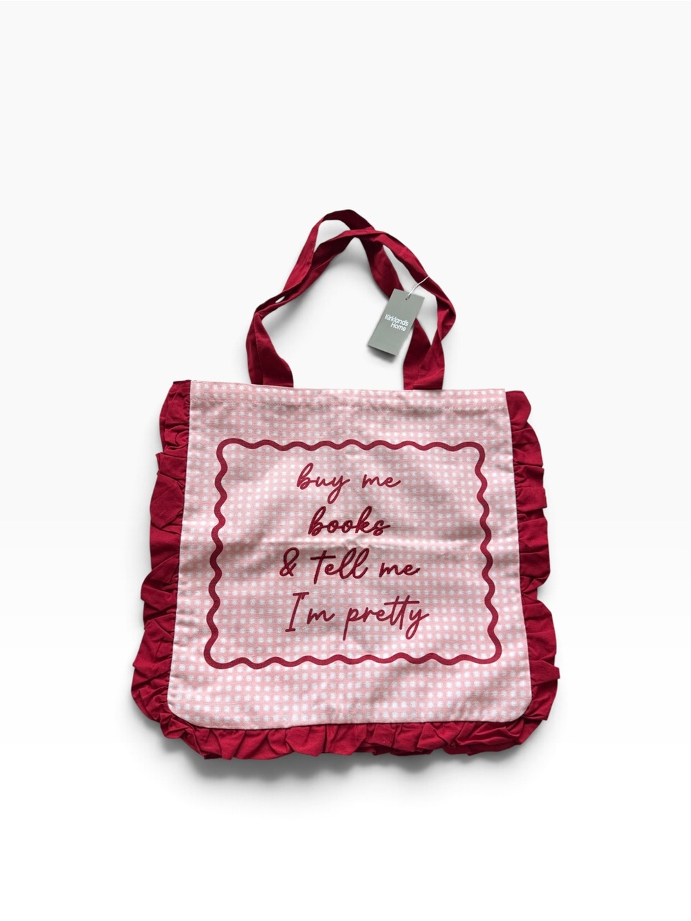 Pink & Burgundy Ruffle Tote Bag — Buy Me Books Print